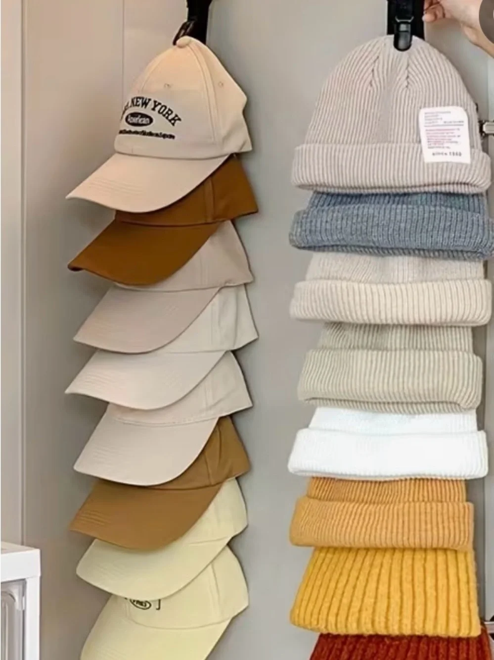 Multi-Tier Hat & Cap Organizer Hanger - Neutral Colors